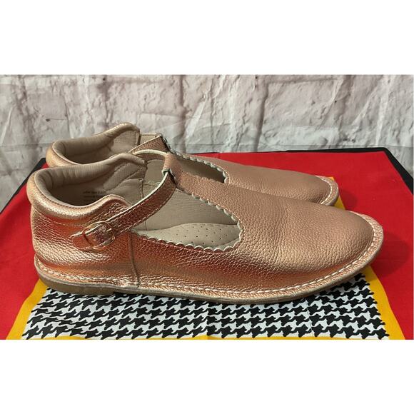 Monkey Feet Size 39 W 8.5 Pebbled Metallic Leather T Strap Mary Jane Comfort - Picture 1 of 7